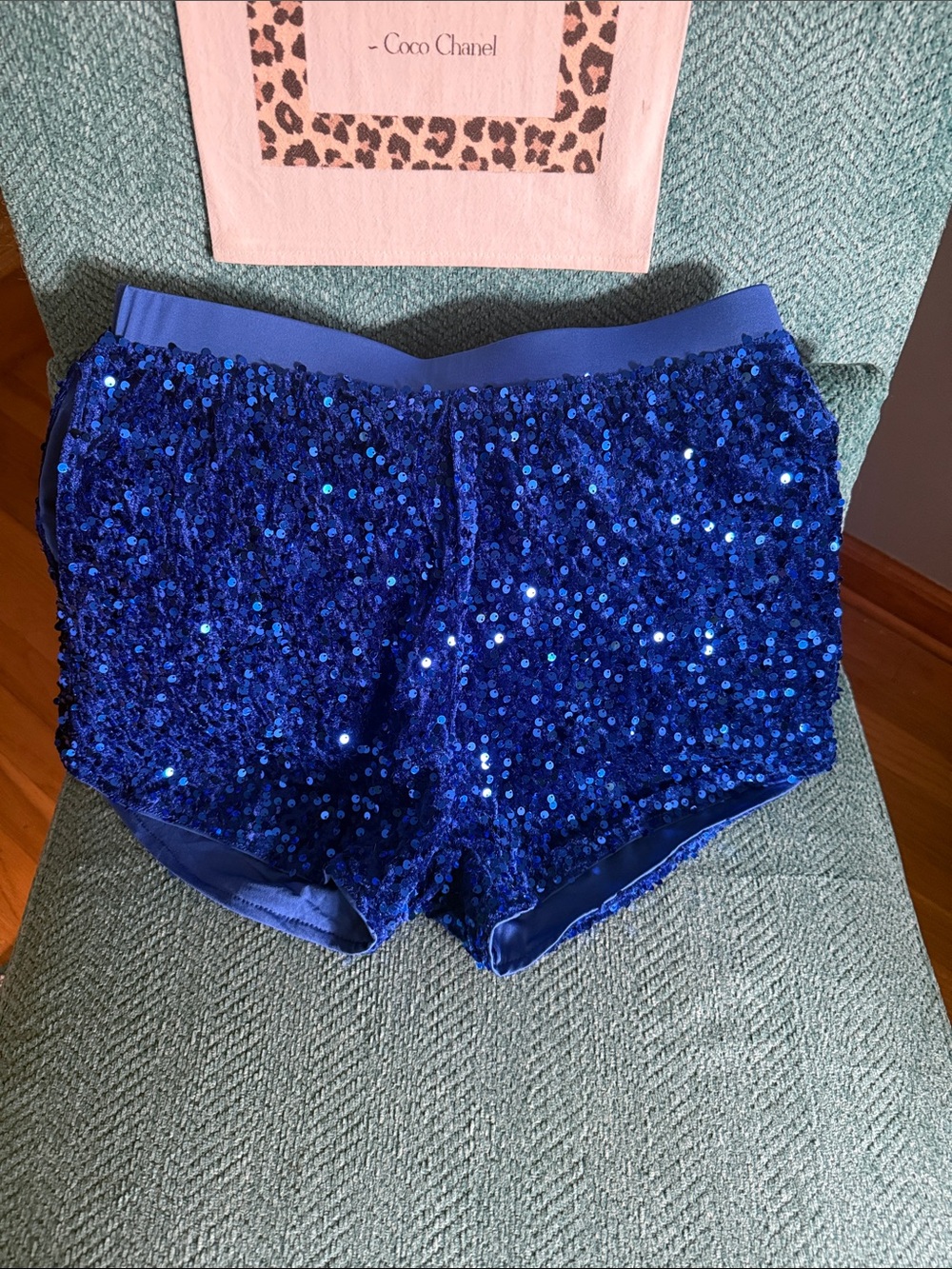 Blue Sequin Bike Shorts - Women's Sparkle Performance Shorts